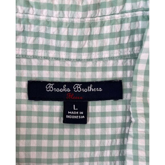 BROOKS BROTHERS | Women's Pastel Green & White Gingham Long Sleeve Shirt Large - Picture 5 of 6